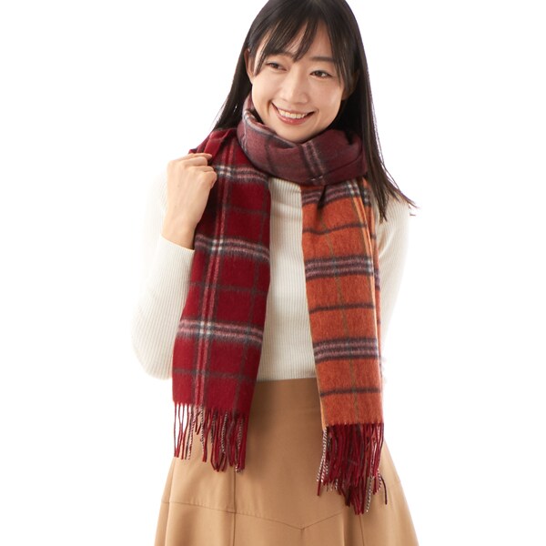 カシュネ cache nez / ウールメニーチェックストール