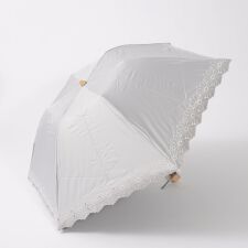 晴雨兼用 カシュネ cachenez / PUフラワーポーラー刺繍3段折りたたみ傘