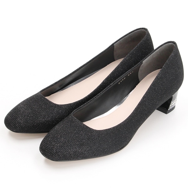 お値下げJILL STUART ブラックパンプス 太ヒール ジルスチュアート シュー JILLSTUART shoe リングモチーフヒール
