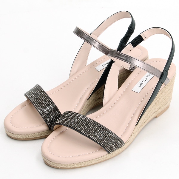 JILL STUART リボン ウェッジサンダル グレーラタン 23.5 ヒール