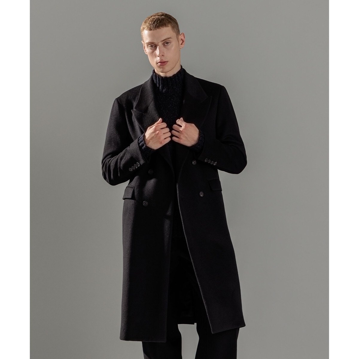 WEB限定】グロッシーウール ダブルブレストチェスターコート