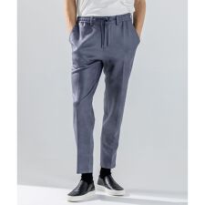 新素材【ストレッチ/光沢感】レザーライクジャージードロスト付きテーパードパンツ / PEGG CON