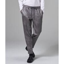 【ウエストゴム仕様】レザーライクジャージー　ドロスト付きテーパードパンツ / PEGG CONVER