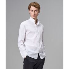 新柄【オリジナル素材】ラティスジャガードストレッチ　ウィングカラーシャツ