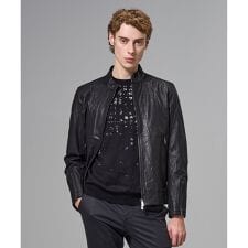 【洗い加工】シュリンクエアレザー 　シングルライダースジャケット