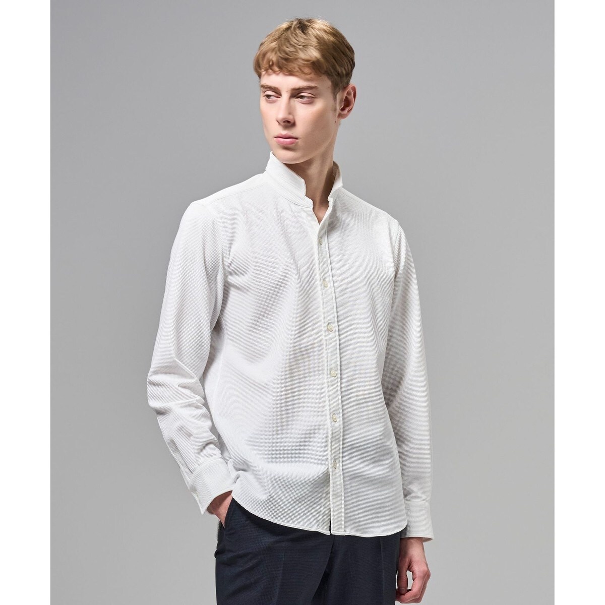 【新素材】グリットタックジャージー　ウィングカラーシャツ