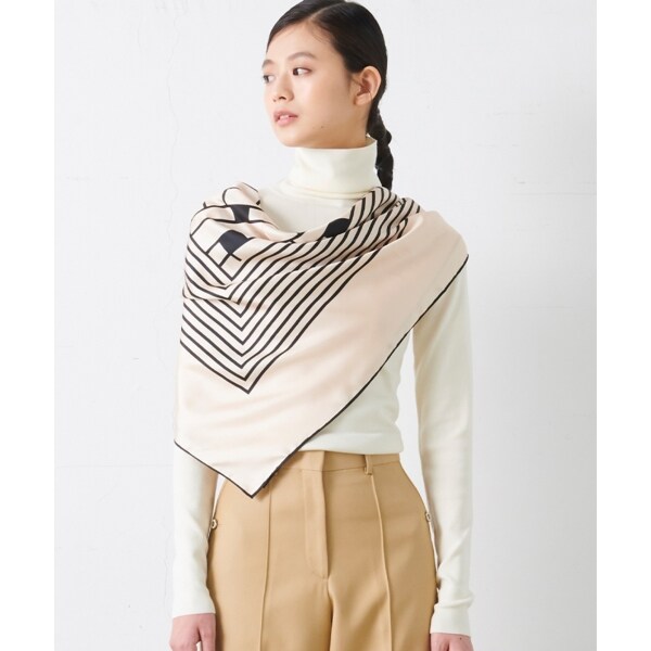 JOSEPH　ジョゼフ　シルクコットン　大判ストール　白×ネイビー JOSEPH大判ストール JOSEPH ジョゼフ シルクコットン 大判ストール 白