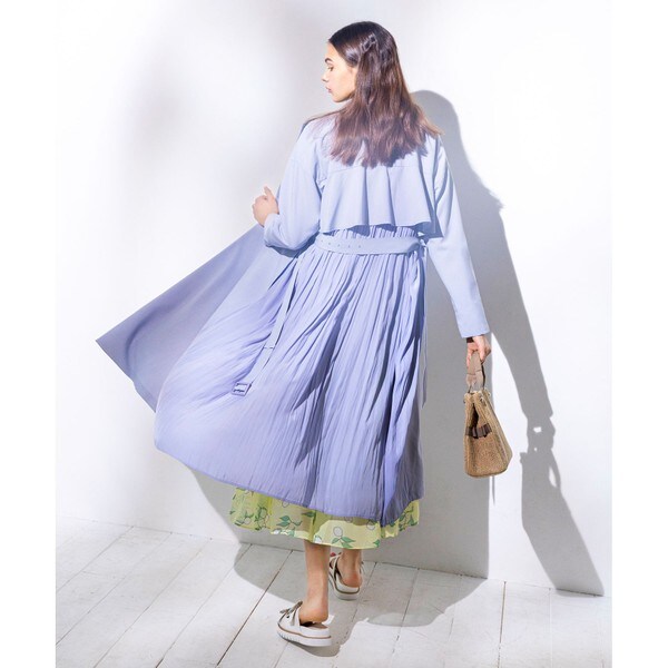 トッカラベンダー　トレンチコート　スプリングコート　ノーカラーコート　プリーツ トッカラベンダー トレンチコート スプリングコート ノーカラー