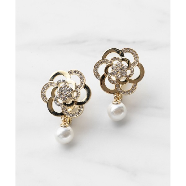 ＧＬＩＴＴＥＲ ＲＯＳＥ ＥＡＲＲＩＮＧＳ イヤリング | トッカ(TOCCA