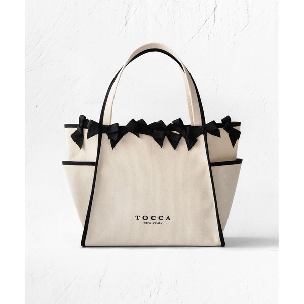 （超美品）TOCCA 【撥水】TINY RIBBON PCバッグ 黒 トッカ 撥水 リボンPCトートバッグ トッカ] TINY RIBBON PCバッグ 新品