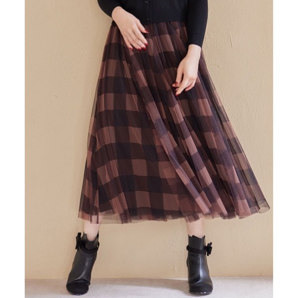 TOCCA LAVENDER】CHECK TULLE SKIRT スカート-