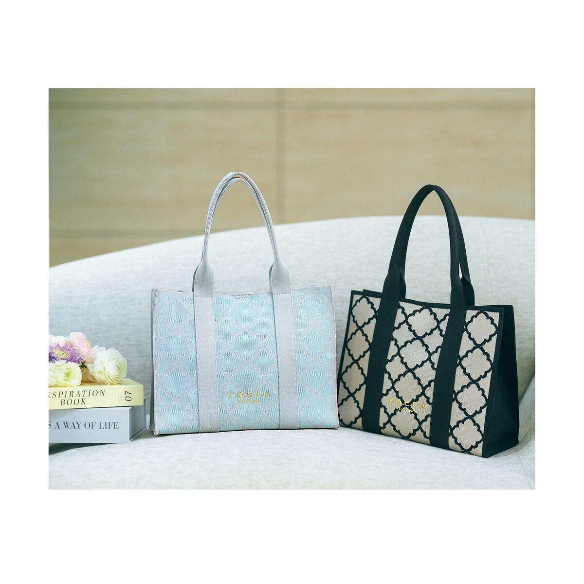 大人百花掲載】【A4サイズ対応】CHECKER CLOVER KNITBAG ニットバッグ