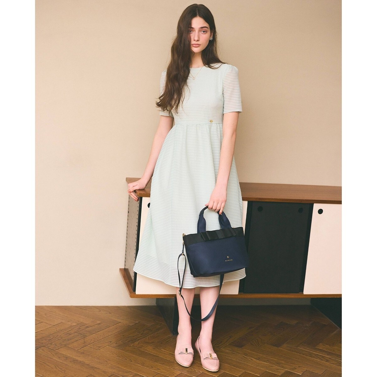 【撥水】TOCCAトッカ RIBBON BRICK TOTE Mトートバッグ M TOCCA｜【大人百花掲載】【撥水】RIBBON BRICK TOTE M トート