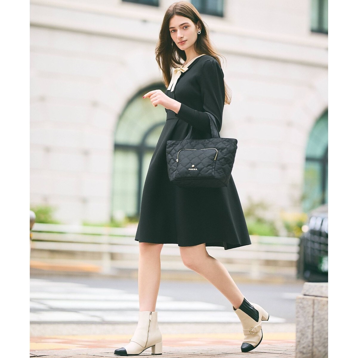洗える】BAR RIBBON KNIT DRESS ニットドレス | トッカ(TOCCA
