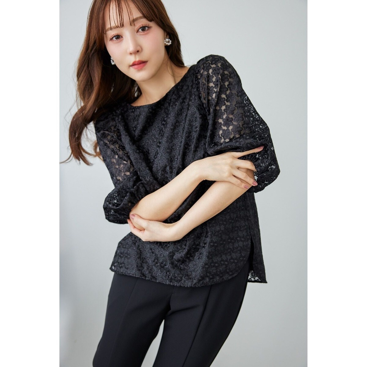 美品 トッカ 24AW SUNNY ブラウス リボン ピンク 0 長袖 全4色】長袖ブラウス（リボン付き・吸汗性・形態安定） RB4135