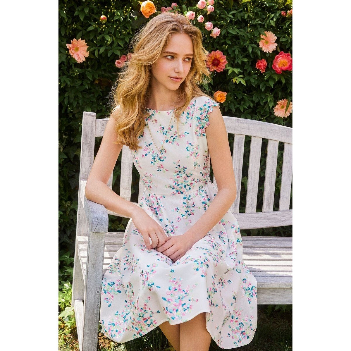 TOCCA 【消臭・洗える】SUMMER LUCE ドレス ベージュ M 洗える・消臭】SPRING GARLAND ドレス / TOCCA | ファッション