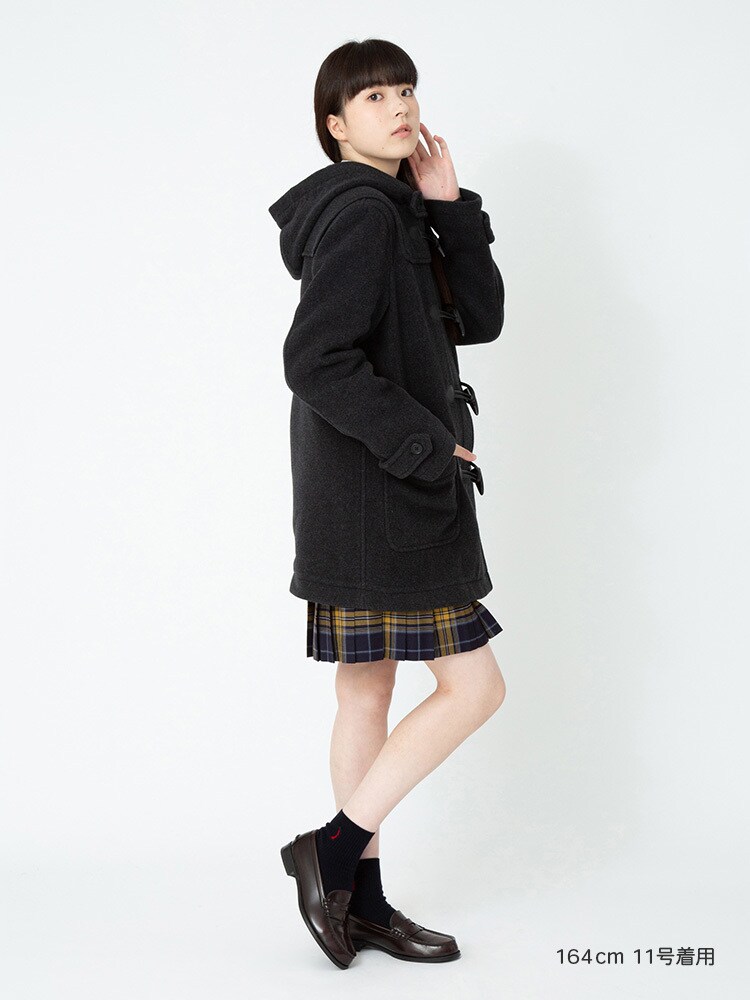 ダブルフェイスダッフルコート〈袖裏地/ジップ付〉【スクール