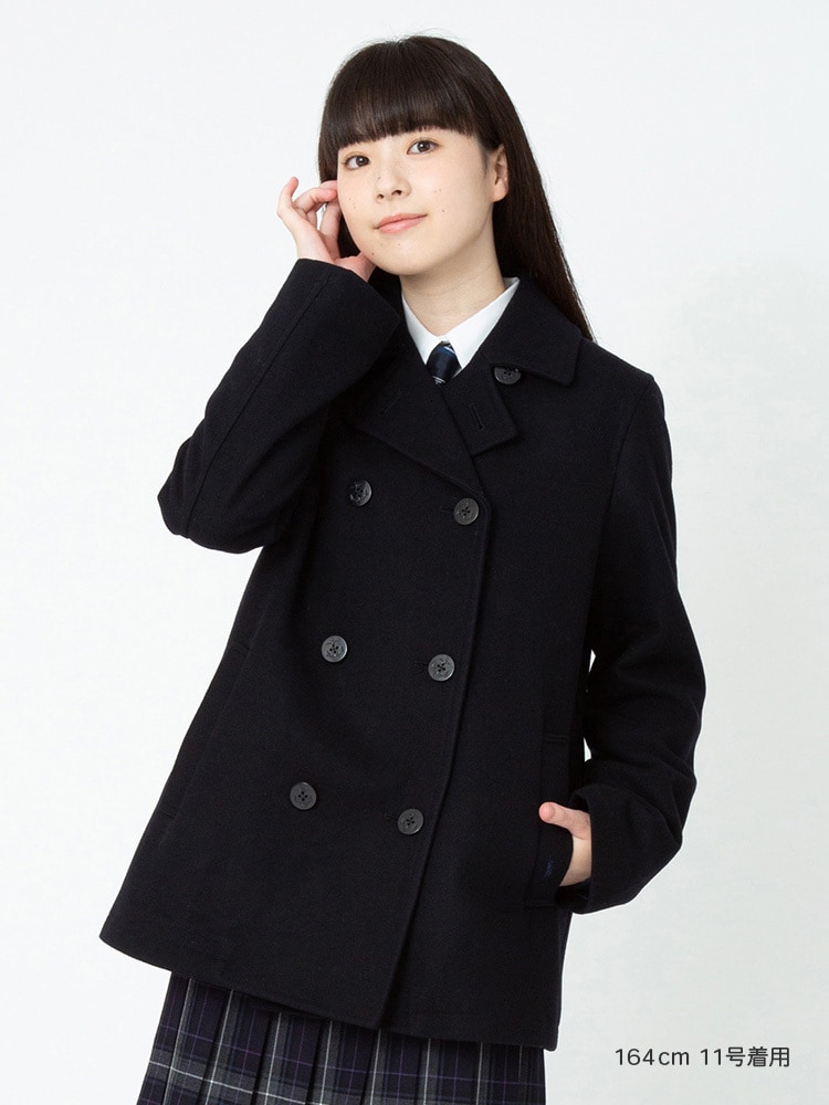 EAST BOY ダッフルコート ネイビーブラック チェック柄 11号 EAST BOY ダッフルコート ネイビーブラック チェック柄 11号