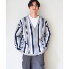 【洗濯機で洗える／吸水速乾】NOBLE PRODUCT ノーブルプロダクト 総柄ニットカーディガン【UVカット】