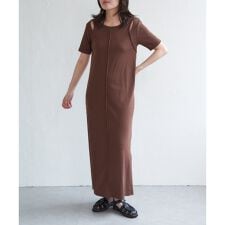 リブカットソーレイヤード風ワンピース