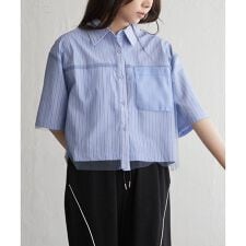 ストライプチュールカブセSSシャツ