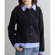 アルパカタッチシャツドッキングカーディガン