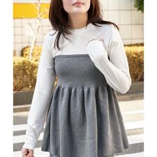 異素材コンビビスチェ風プルオーバー