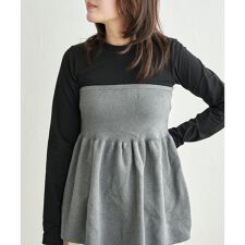 異素材コンビビスチェ風プルオーバー