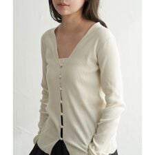 ボタンアクセントVネックカーディガン