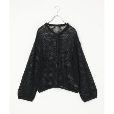 メッシュ編みヘンリーネックプルオーバー