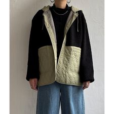 ボアキルトフードミドルコート