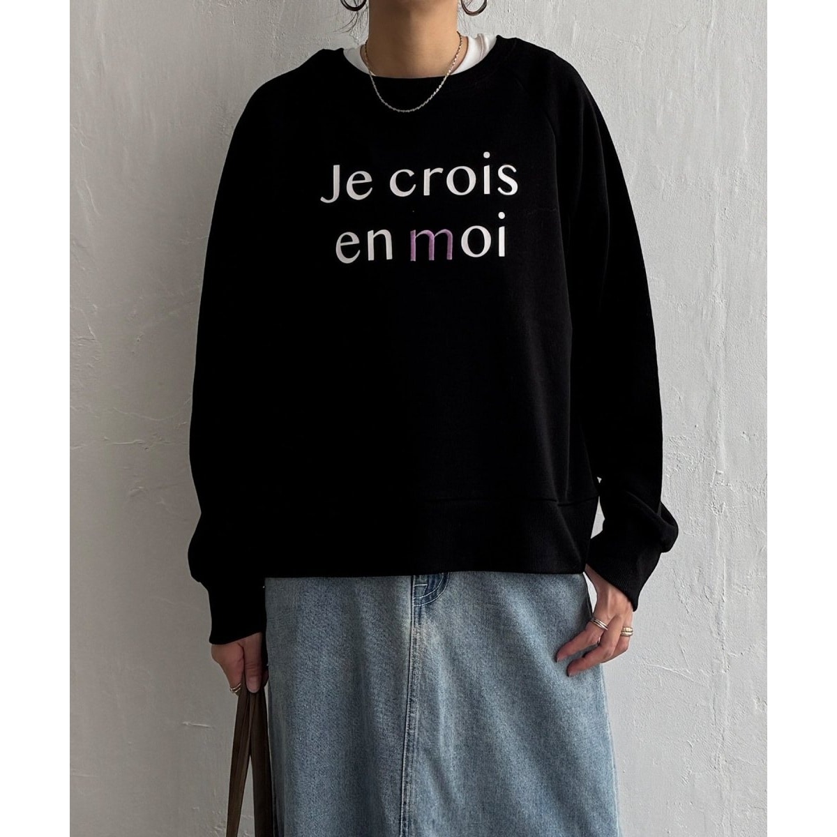 ロゴ刺繍裏起毛プルオーバー