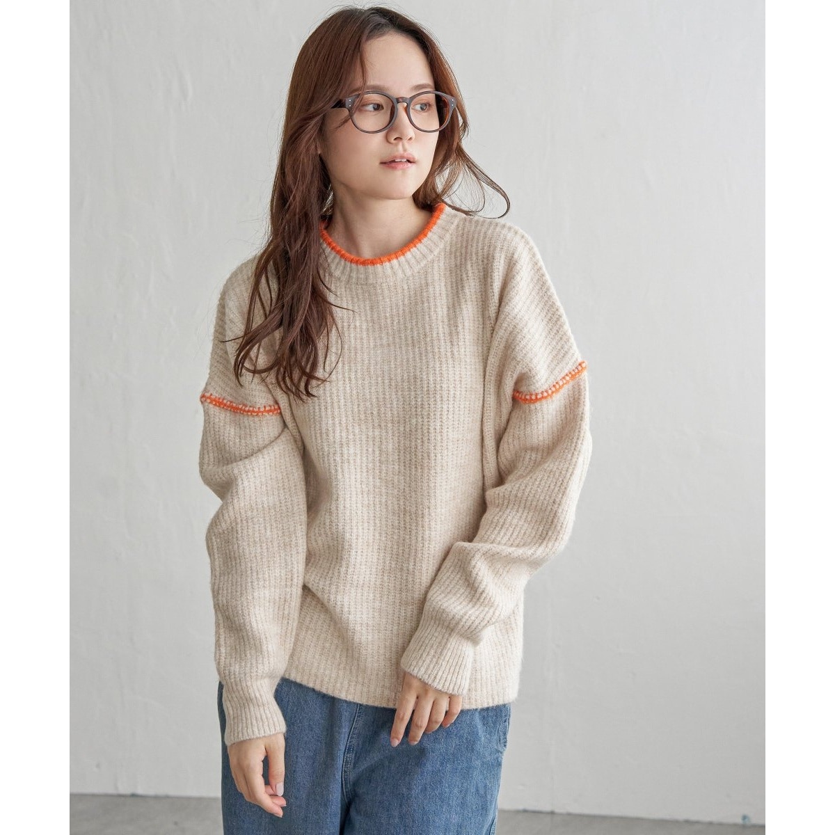 やまもと様 C6817 配色ステッチニット カーディガン 「26SS 新作」配色ステッチニットカーディガン