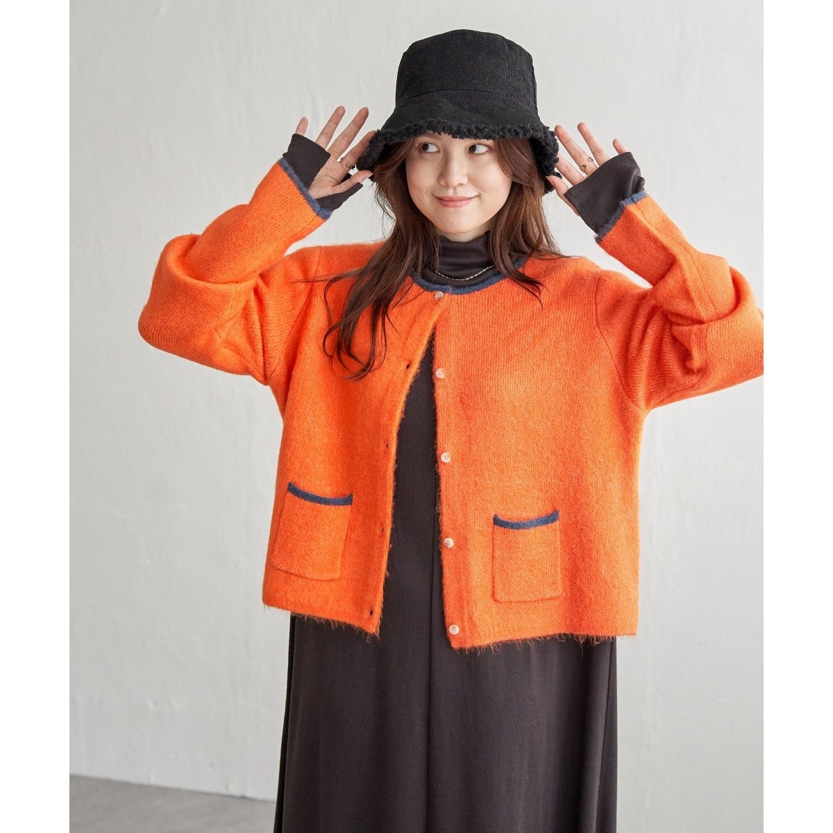 配色ポケットショートカーディガン | LBC | マルイウェブチャネル