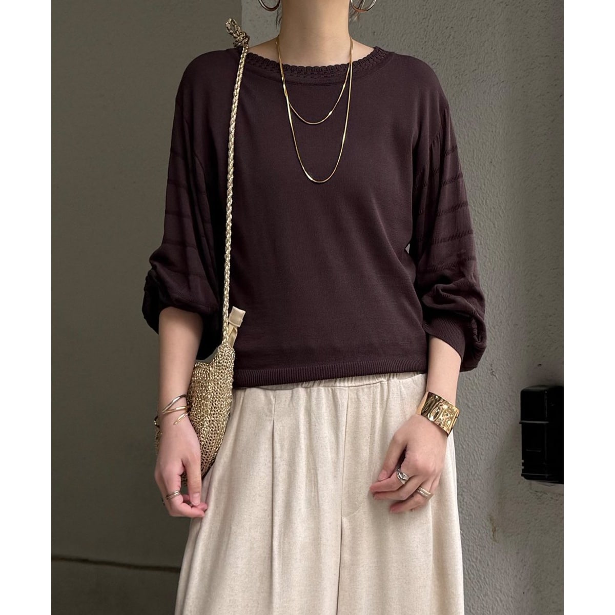 スリーブシャーリングシアーニット