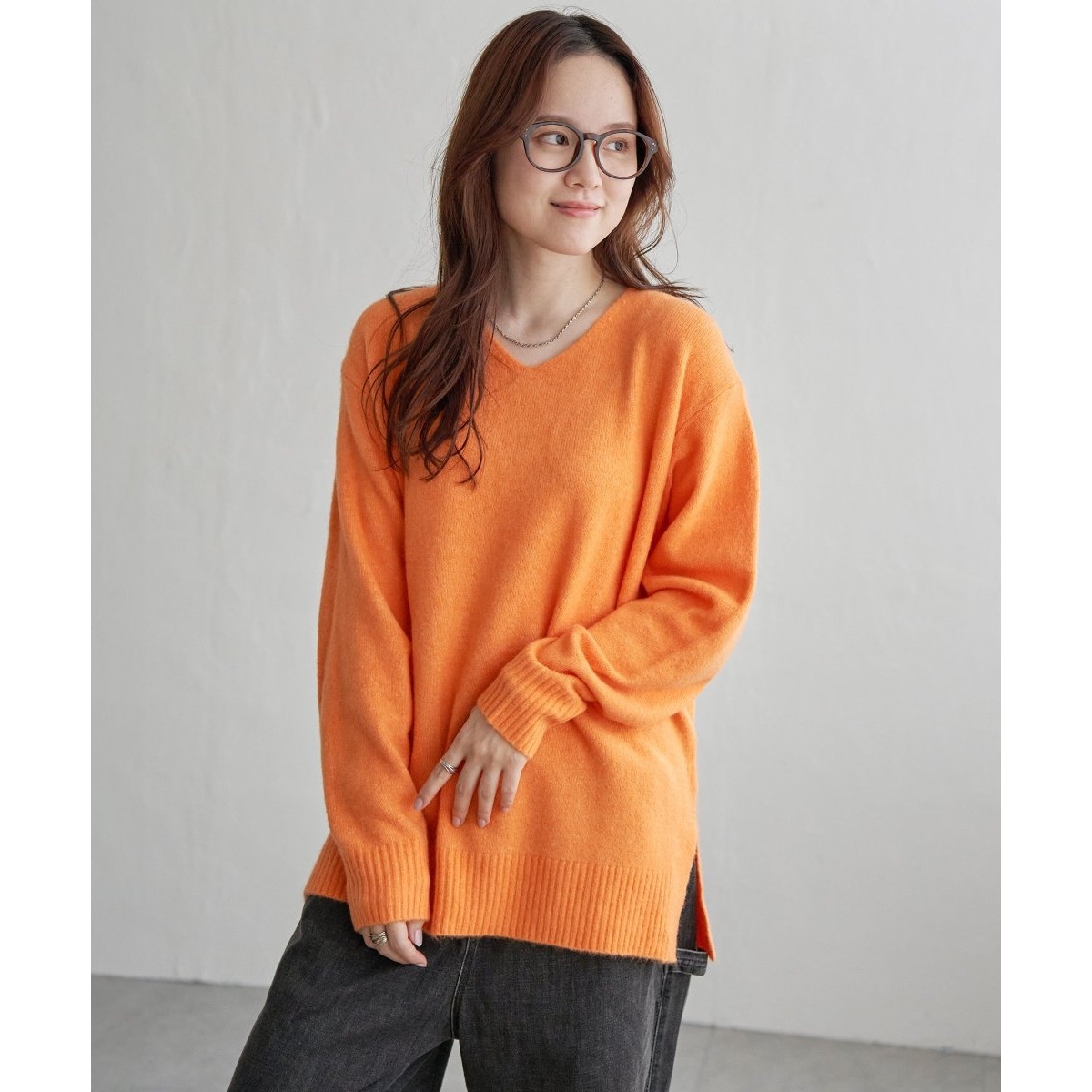 【美品】IENA LA BOUCLE アンゴラ混 Vネック　ニットプルオーバー セール】アンゴララメ ニュアンスVネックプルオーバー◇（ニット