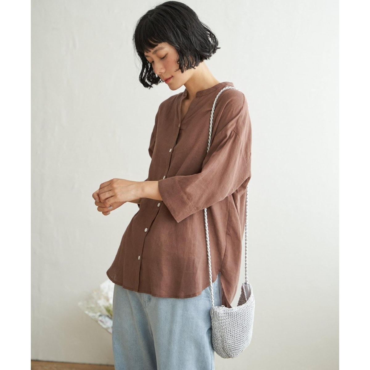 百貨店・直営店限定】SOMETHING ノースリーブ総柄ブラウス