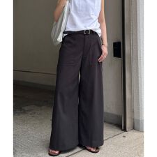 リネン混ベイカーワイドパンツ