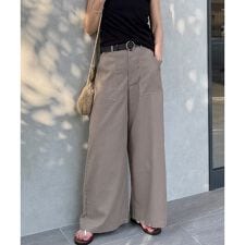 リネン混ベイカーワイドパンツ