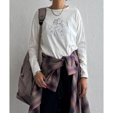 Girlプリントロゴ刺繍ロンT