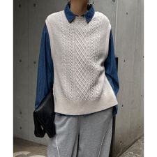 ウール混ケーブル2WAYベスト