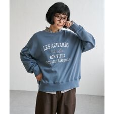 チェーンステッチ刺繍ロゴ裏毛プルオーバー