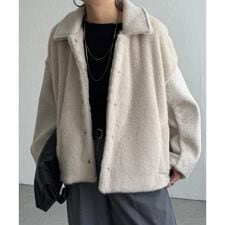 ファーボア切り替えコクーンブルゾン