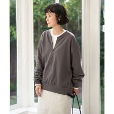 ハーフジップ裏毛プルオーバー