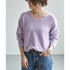 アンゴラコンVネックニット