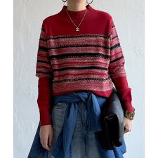 ラメネップボーダーニットプルオーバー