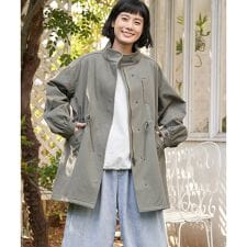 デニム切り替えモッズコート