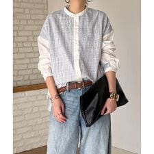 異素材切り替えシャツ