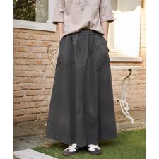 デニムコットンワークフレアスカート