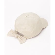 リネン混後ろリボンキャップ
